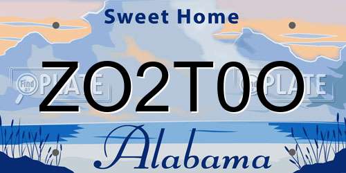 ZO2T0O Alabama License Plate