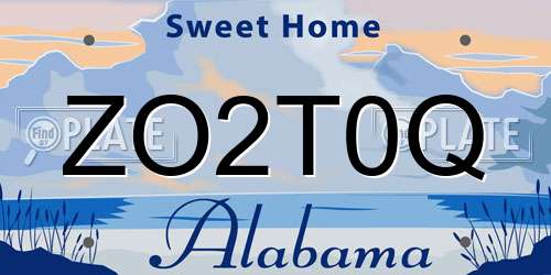 ZO2T0Q Alabama License Plate