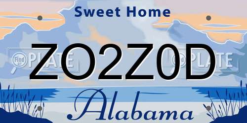 ZO2Z0D Alabama License Plate