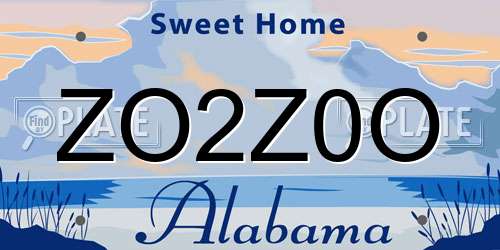 ZO2Z0O Alabama License Plate