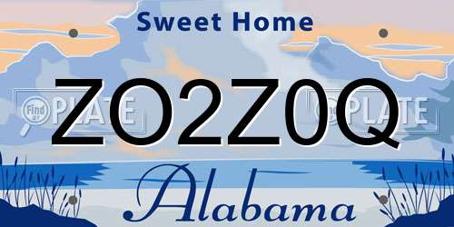 ZO2Z0Q Alabama License Plate
