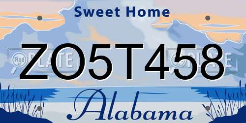 ZO5T458 Alabama License Plate