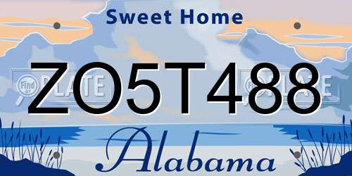 ZO5T488 Alabama License Plate