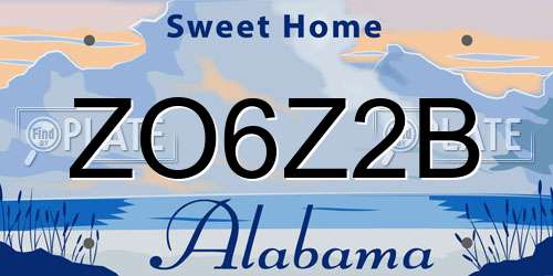 ZO6Z2B Alabama License Plate