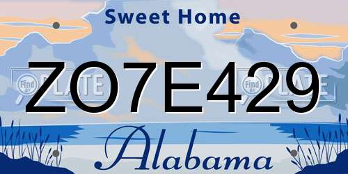 ZO7E429 Alabama License Plate