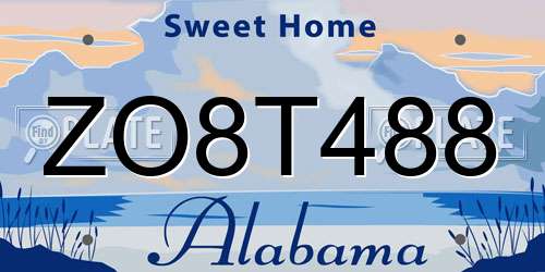 ZO8T488 Alabama License Plate
