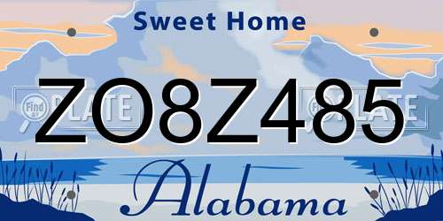 ZO8Z485 Alabama License Plate