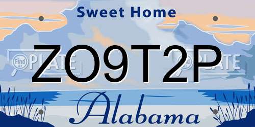 ZO9T2P Alabama License Plate