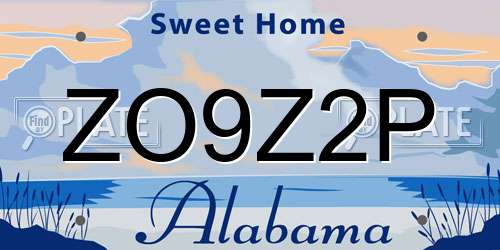ZO9Z2P Alabama License Plate