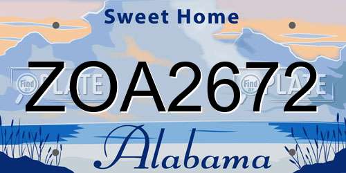 ZOA2672 Alabama License Plate