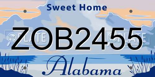 ZOB2455 Alabama License Plate
