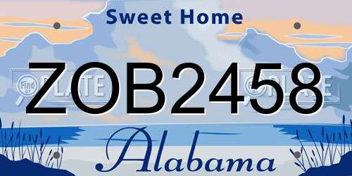ZOB2458 Alabama License Plate