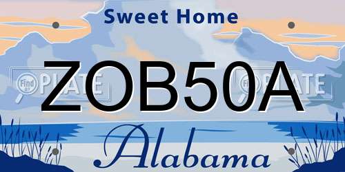 ZOB50A Alabama License Plate