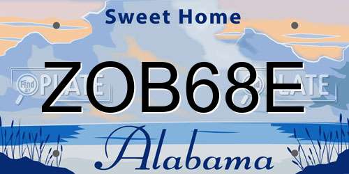 ZOB68E Alabama License Plate