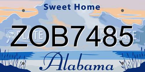 ZOB7485 Alabama License Plate