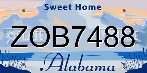 ZOB7488 Alabama License Plate