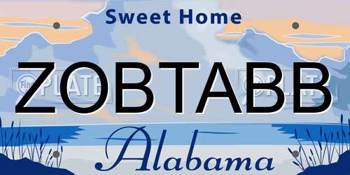 ZOBTABB Alabama License Plate