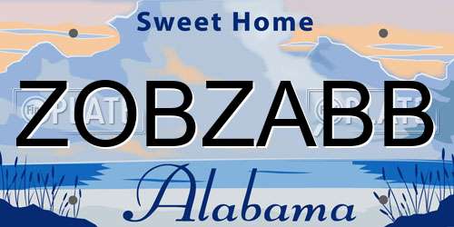 ZOBZABB Alabama License Plate