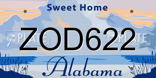 ZOD622 Alabama License Plate