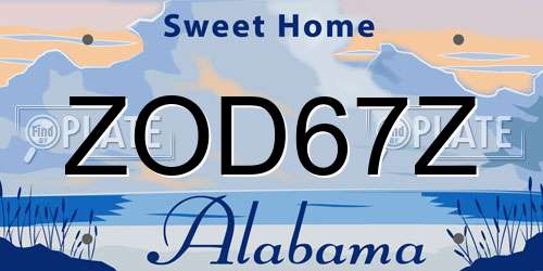 ZOD67Z Alabama License Plate