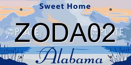 ZODA02 Alabama License Plate