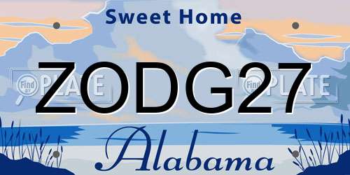 ZODG27 Alabama License Plate