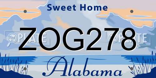 ZOG278 Alabama License Plate