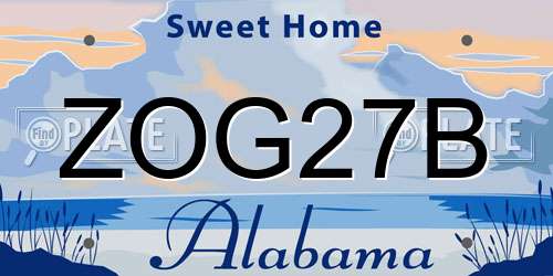 ZOG27B Alabama License Plate
