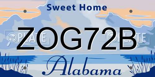 ZOG72B Alabama License Plate