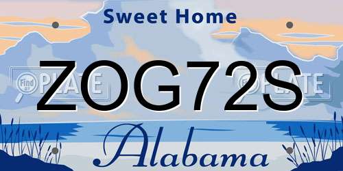 ZOG72S Alabama License Plate
