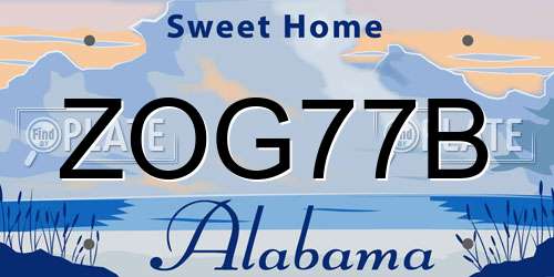 ZOG77B Alabama License Plate