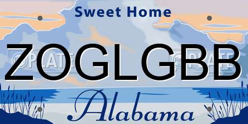 ZOGLGBB Alabama License Plate