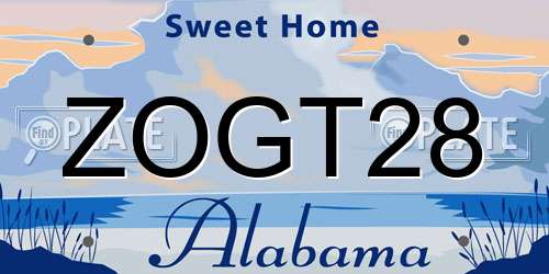 ZOGT28 Alabama License Plate