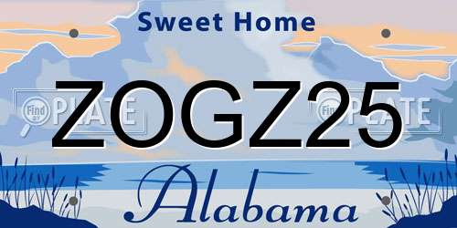 ZOGZ25 Alabama License Plate