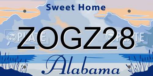 ZOGZ28 Alabama License Plate