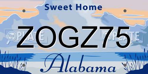 ZOGZ75 Alabama License Plate