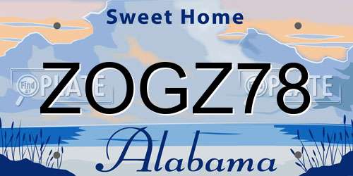 ZOGZ78 Alabama License Plate