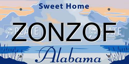 ZONZOF Alabama License Plate