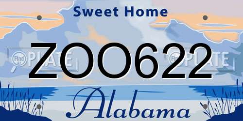 ZOO622 Alabama License Plate