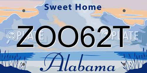 ZOO62T Alabama License Plate