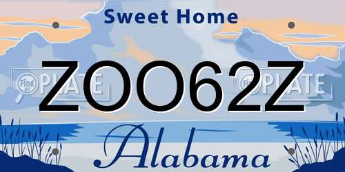 ZOO62Z Alabama License Plate