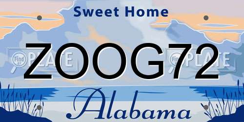 ZOOG72 Alabama License Plate