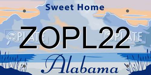 ZOPL22 Alabama License Plate