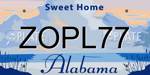 ZOPL77 Alabama License Plate