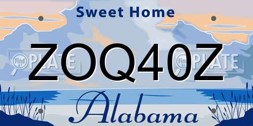 ZOQ40Z Alabama License Plate