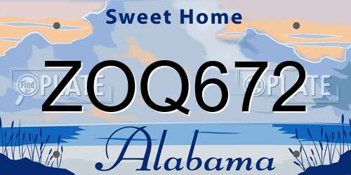 ZOQ672 Alabama License Plate
