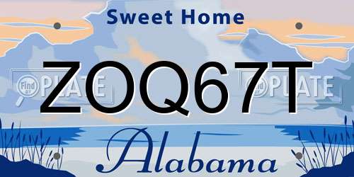 ZOQ67T Alabama License Plate