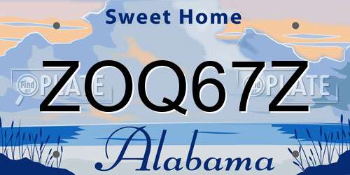 ZOQ67Z Alabama License Plate