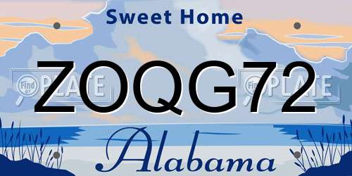 ZOQG72 Alabama License Plate
