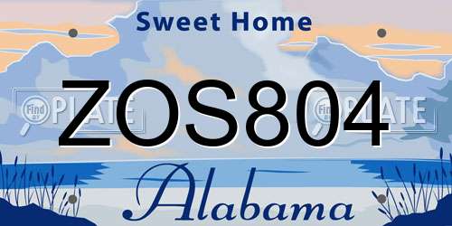 ZOS804 Alabama License Plate